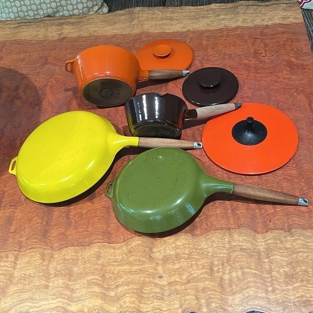 Copco Enameled Cast Iron Vintage Collectible 6 Plus 1 Piece Set of Cookware